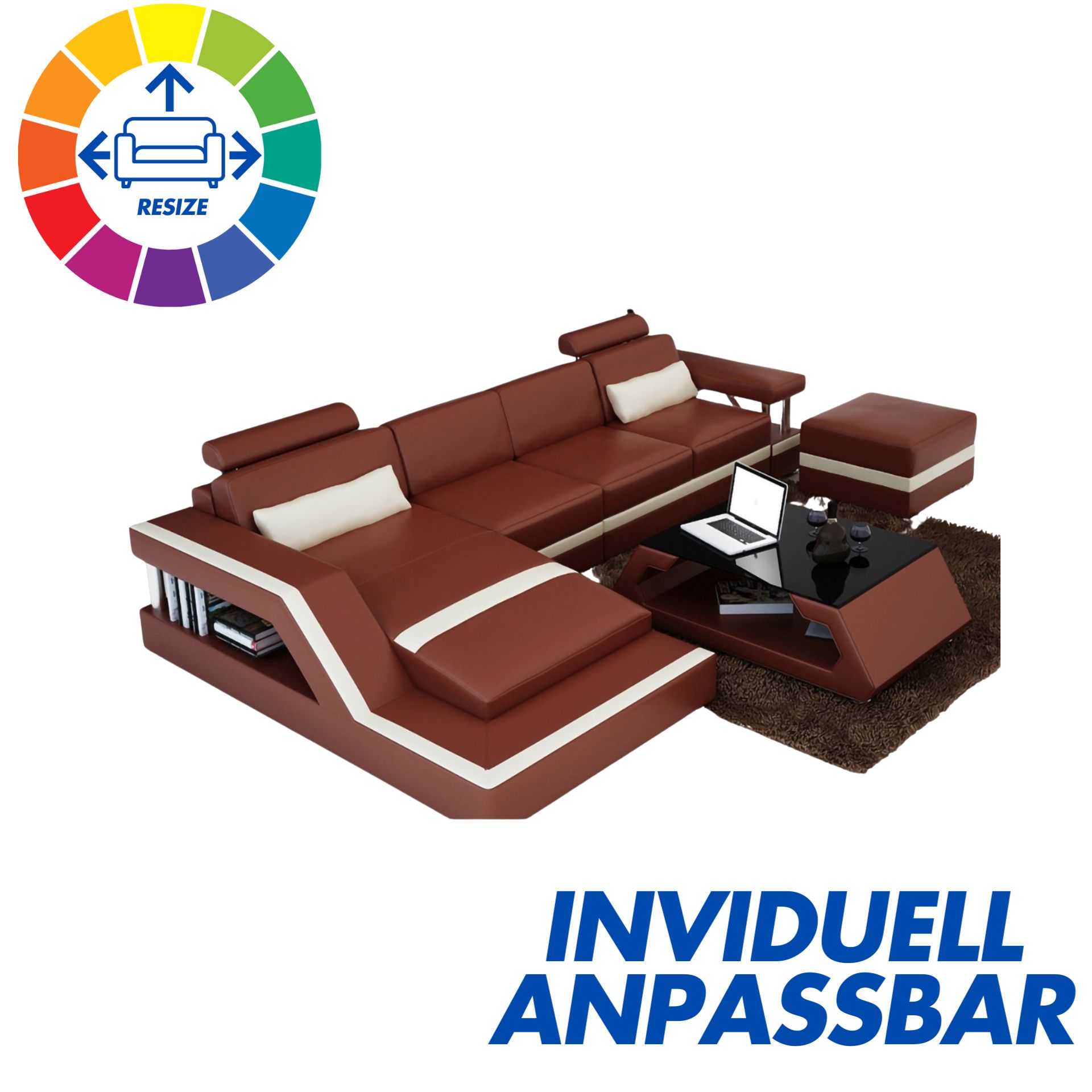  Sofa 3er-sitzer mit Hocker Sapporo