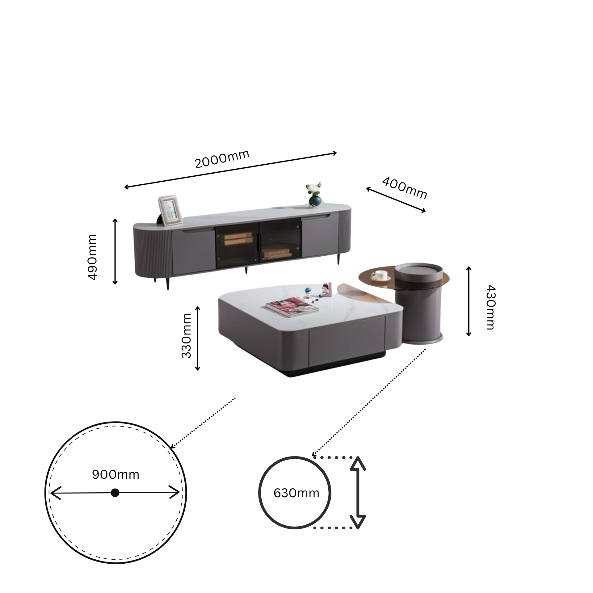 Designer Couchtisch und TV Board Gardelegen