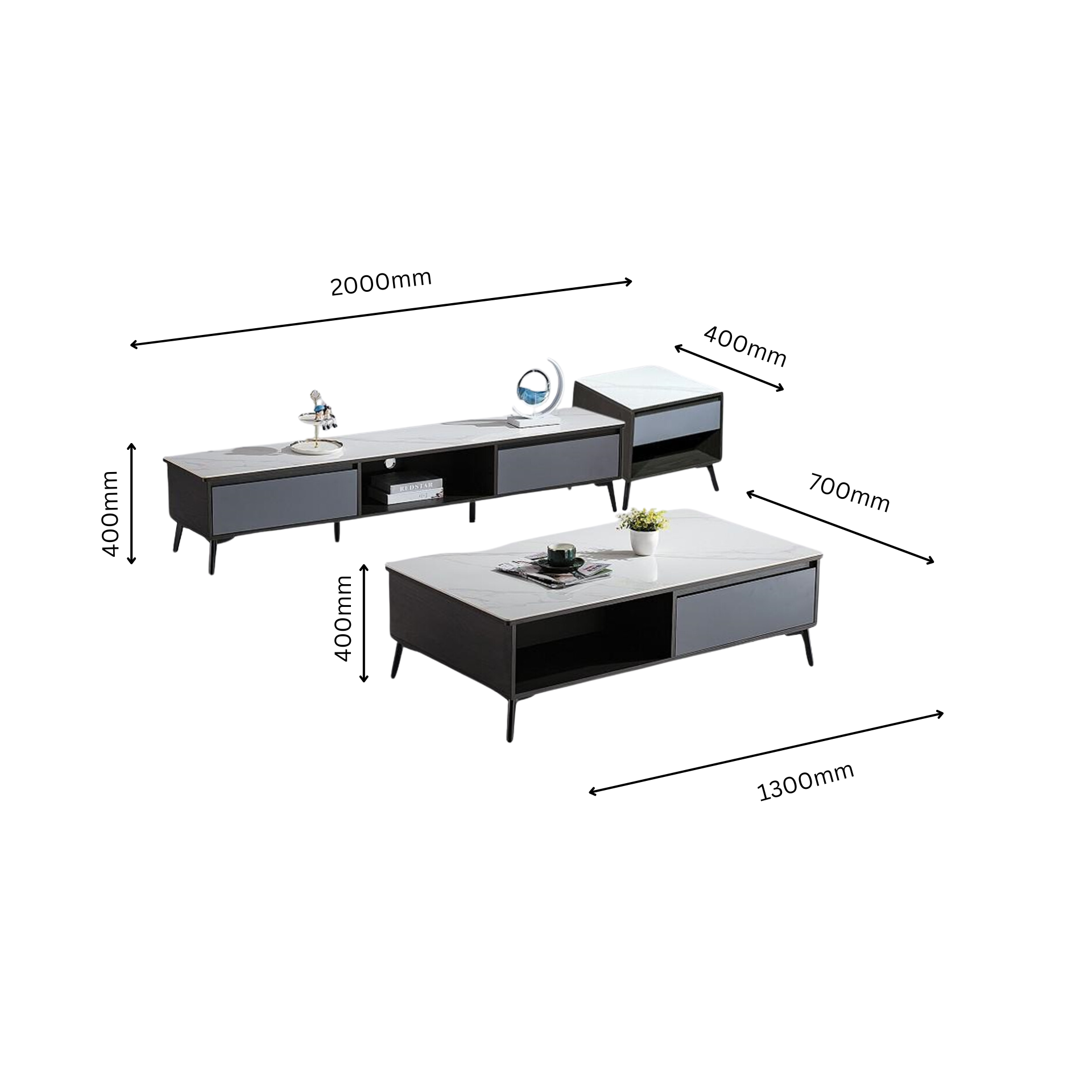 Designer Couchtisch und TV Board Thale