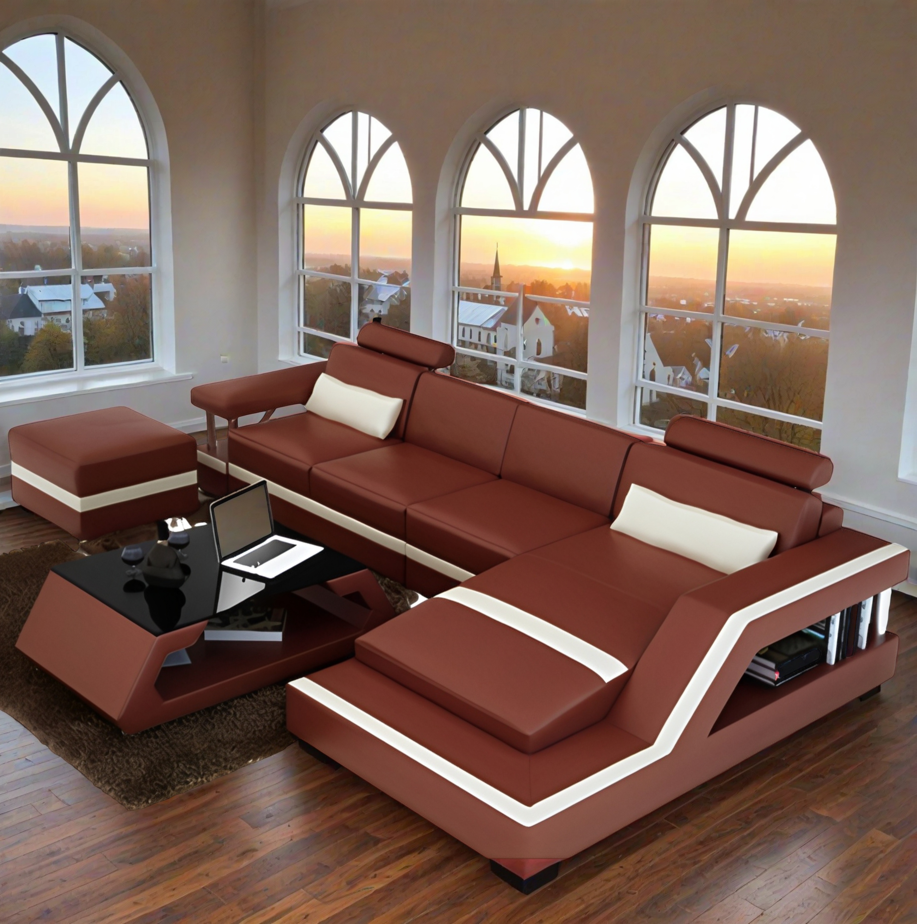  Sofa 3er-sitzer mit Hocker Sapporo