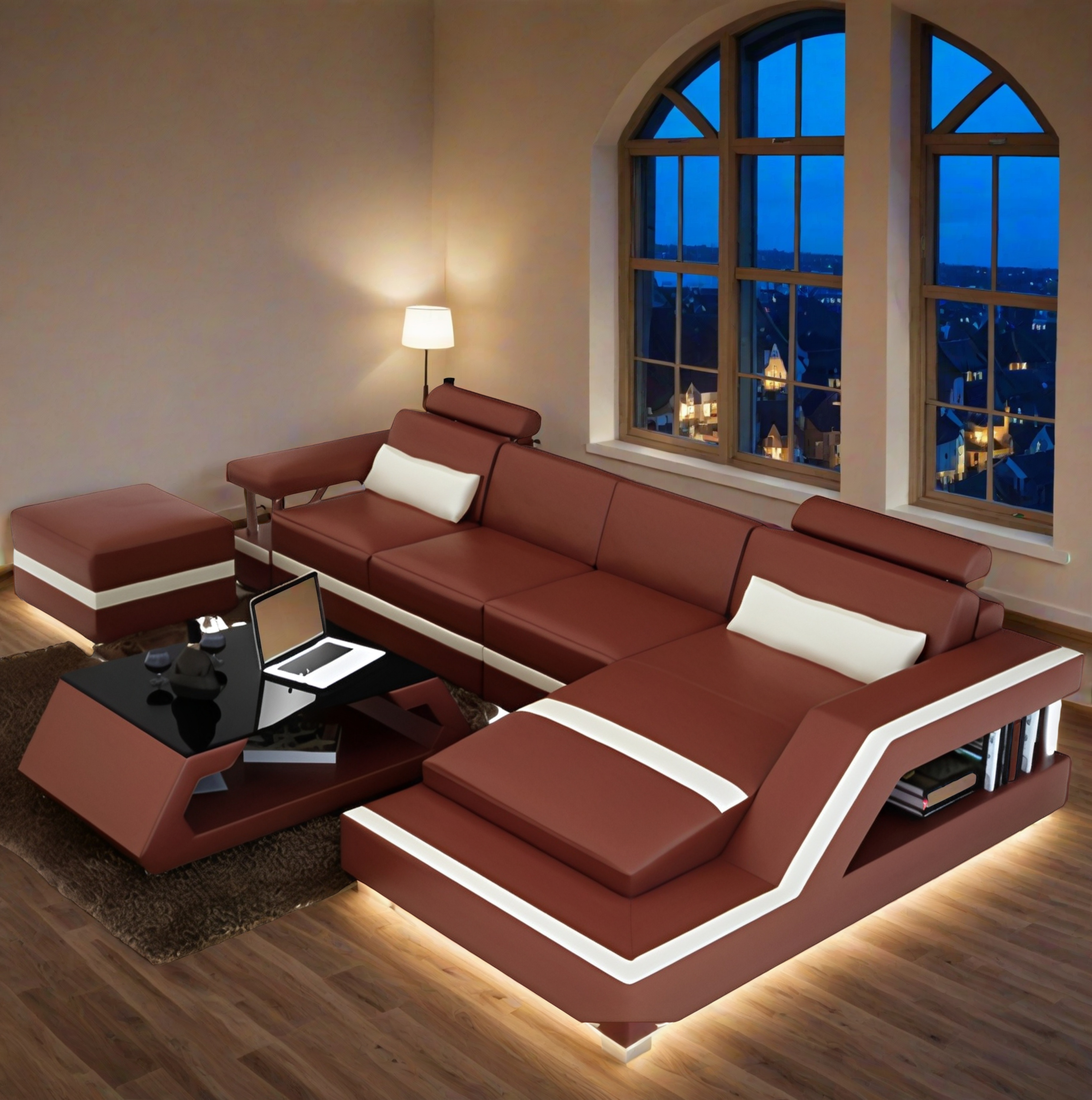  Sofa 3er-sitzer mit Hocker Sapporo