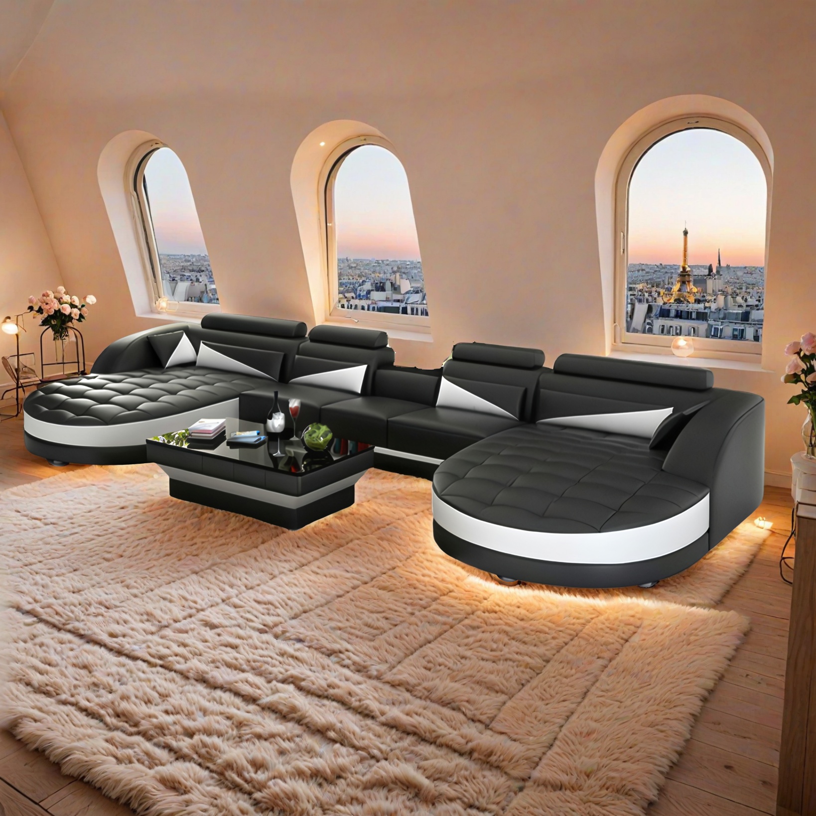 Sofa Bordeaux - Wohnlandschaft U-form