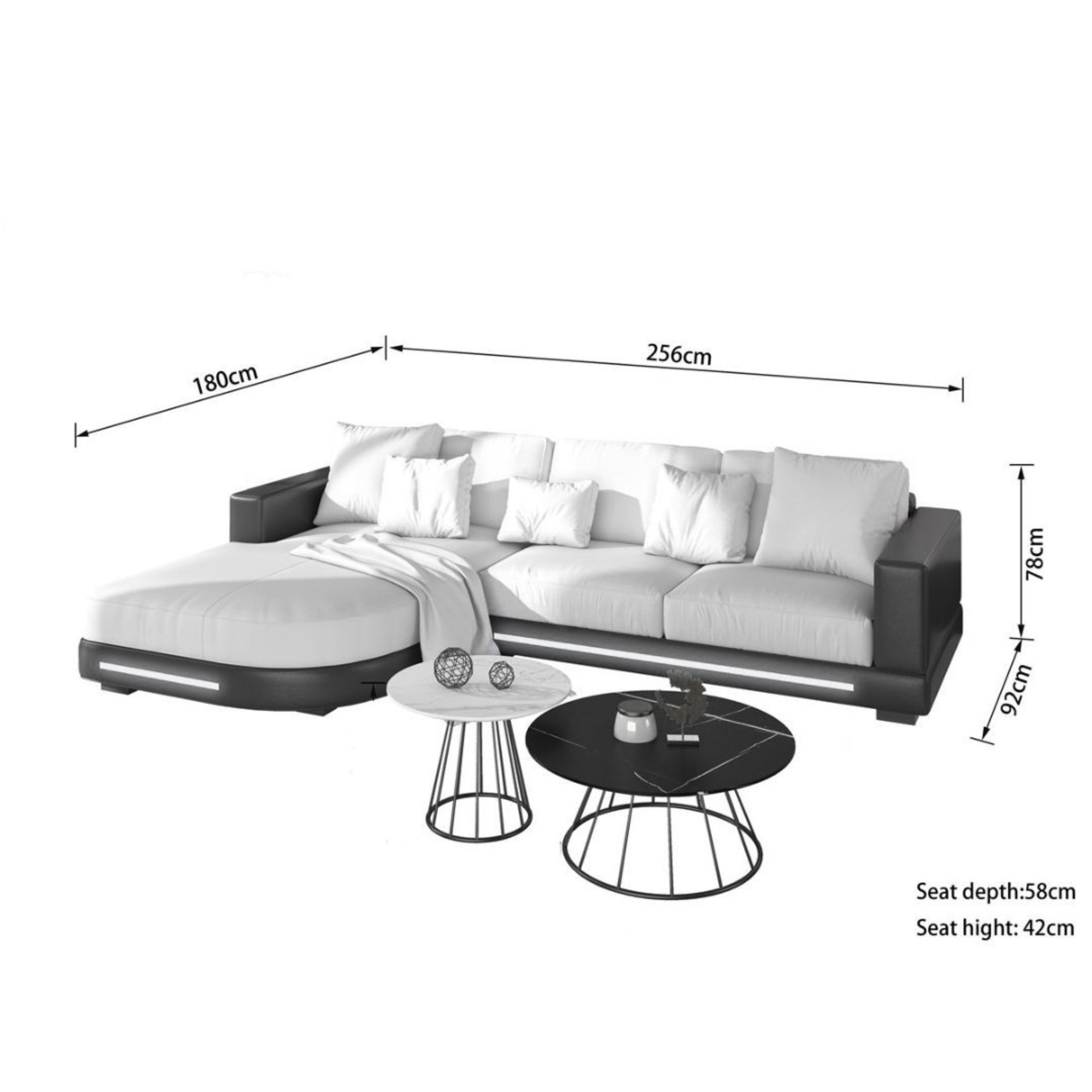 Sofa mit LED Turku - L-Form