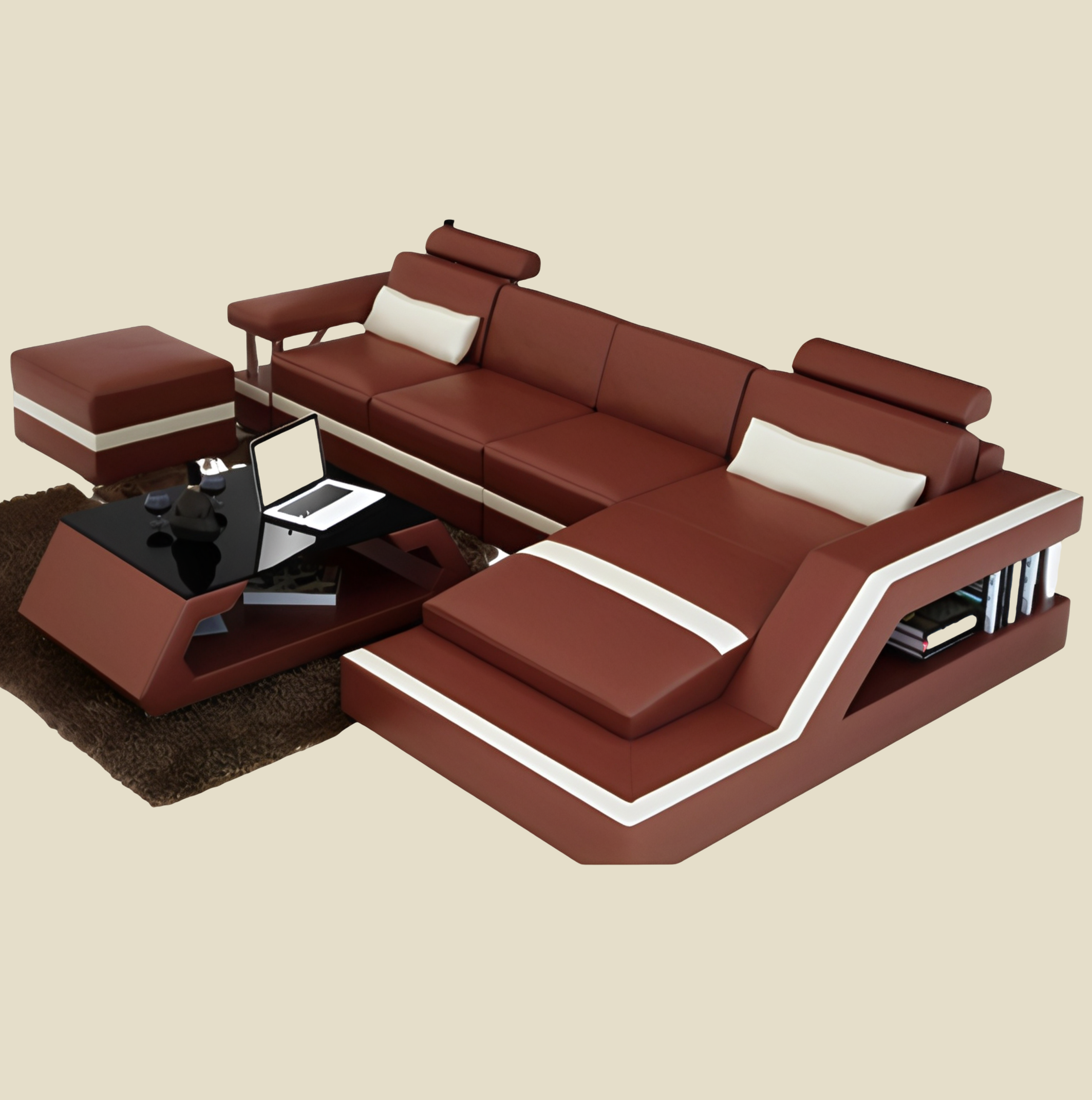  Sofa 3er-sitzer mit Hocker Sapporo