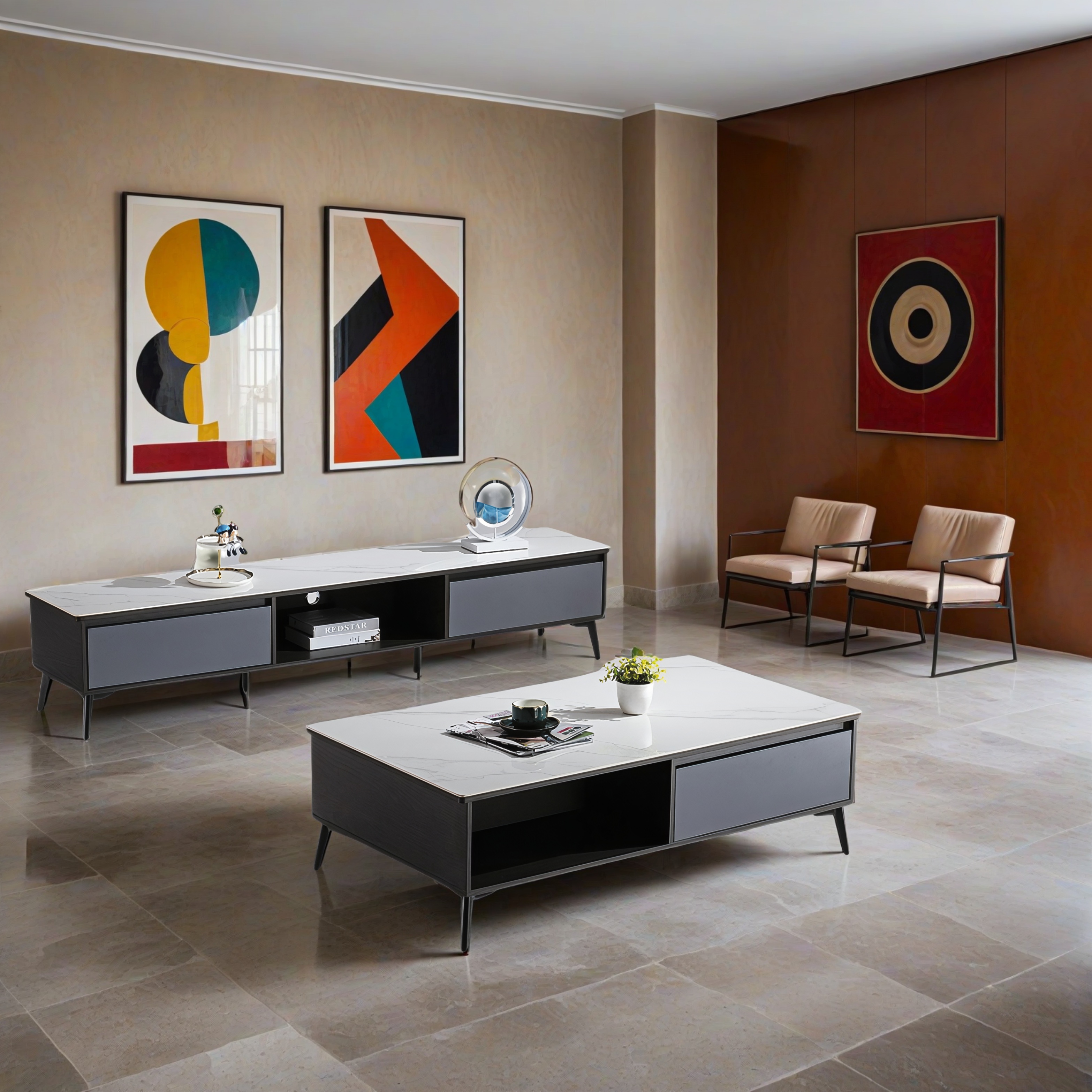 Designer Couchtisch und TV Board Thale