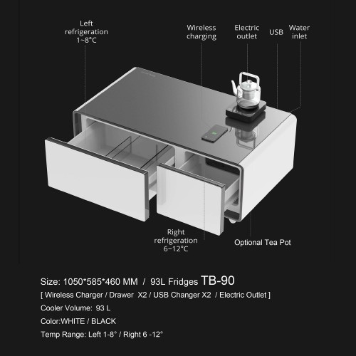 Kühl-Gefrierkombination Bergen mit Wireless und USB Charger  