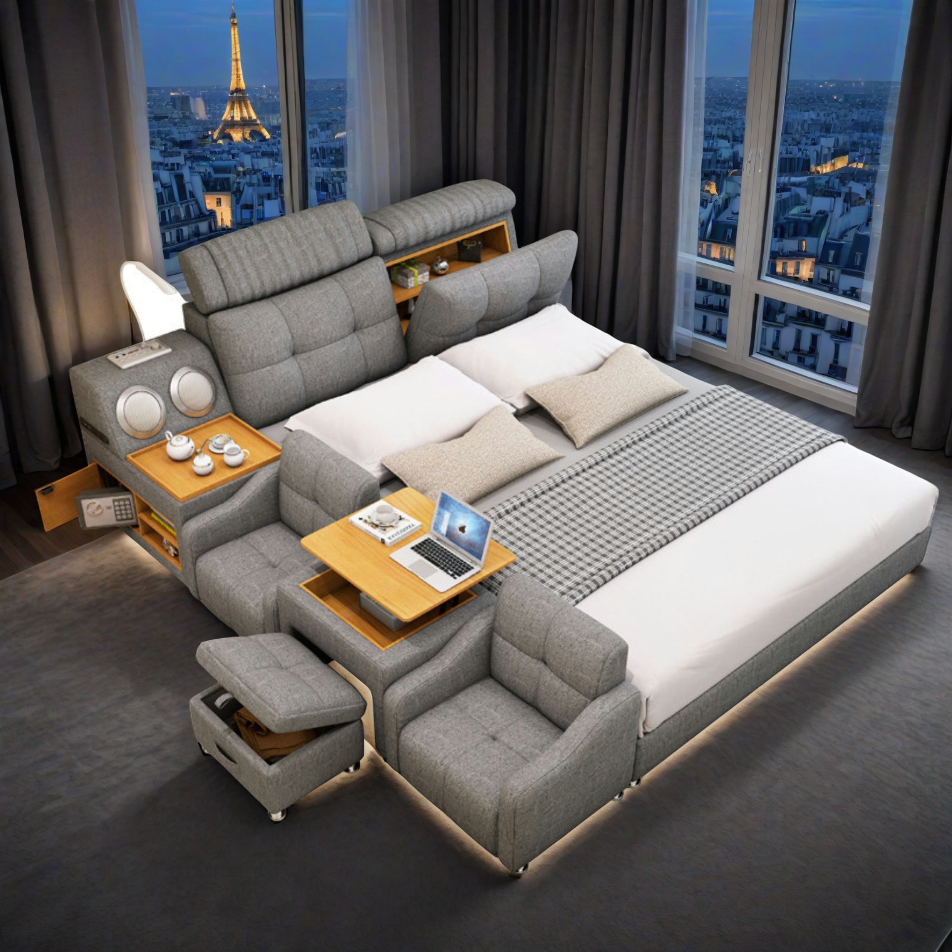 Doppelbett Grau Ilomilo 