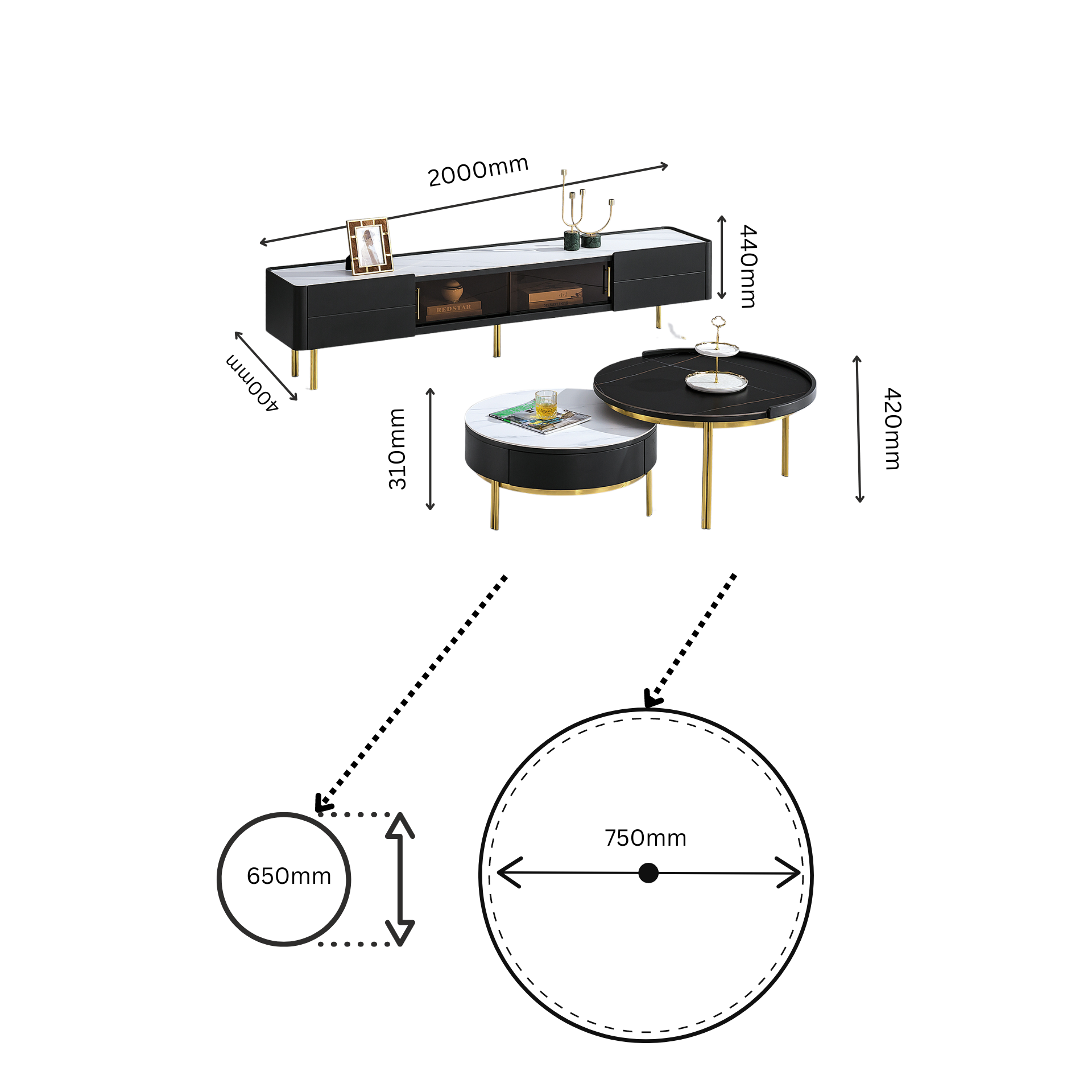Designer Couchtisch und TV Board Landsberg