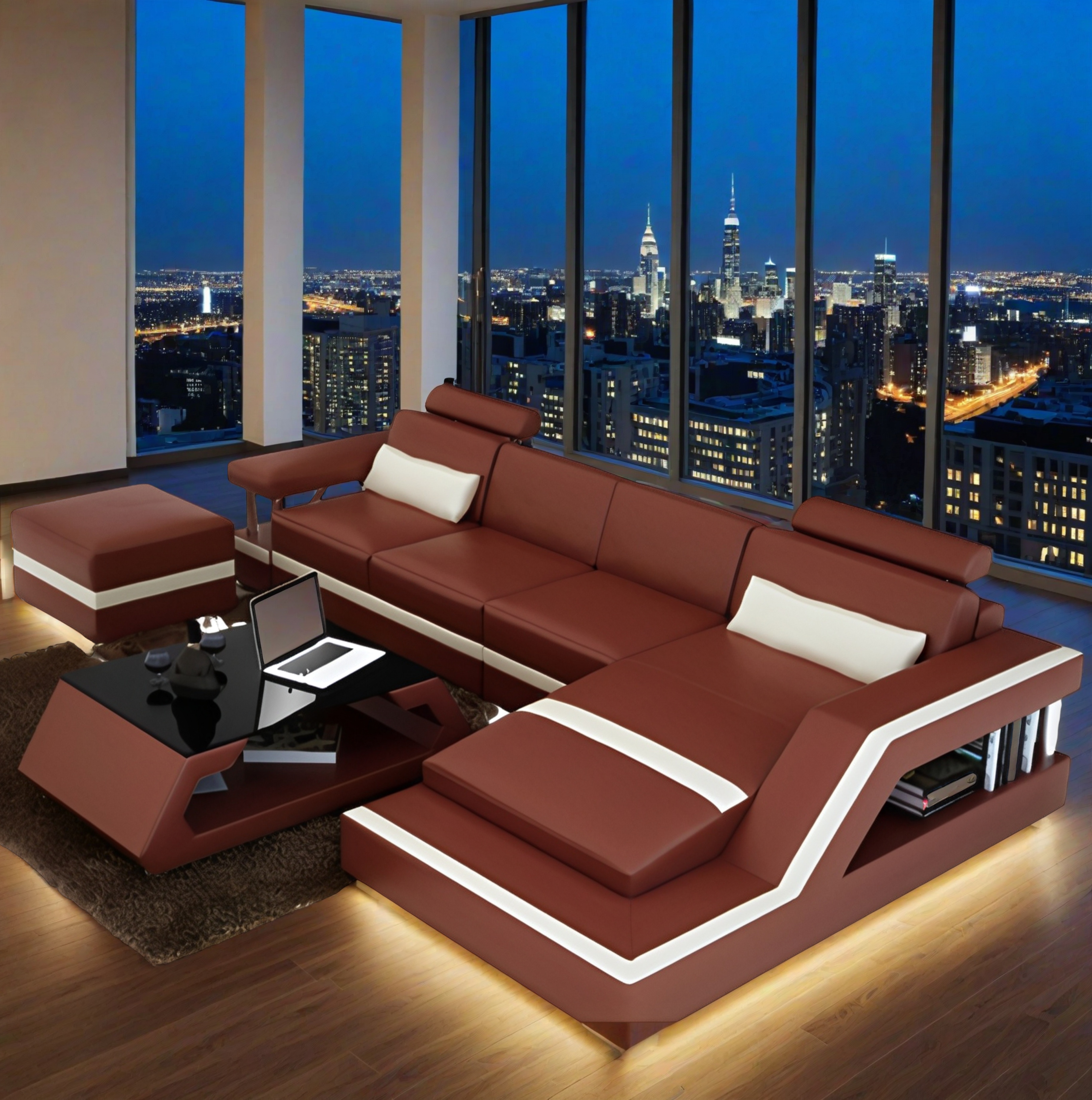  Sofa 3er-sitzer mit Hocker Sapporo