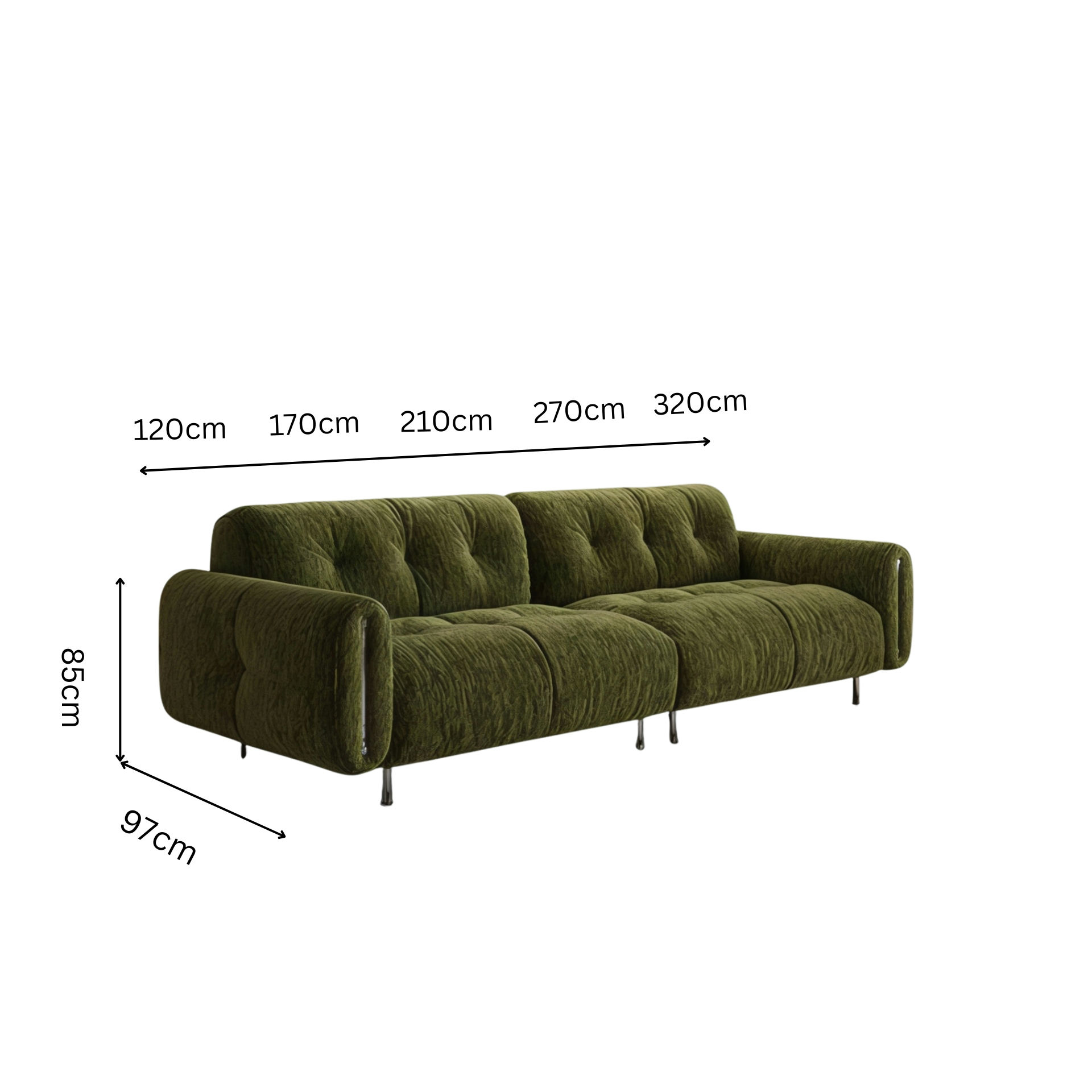 Sofa Los Angeles bestellbar in 3 verschiedenen Breiten