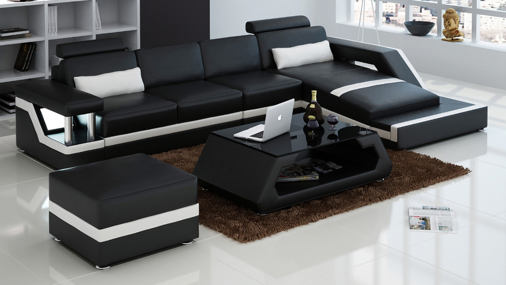  Sofa 3er-sitzer mit Hocker Sapporo