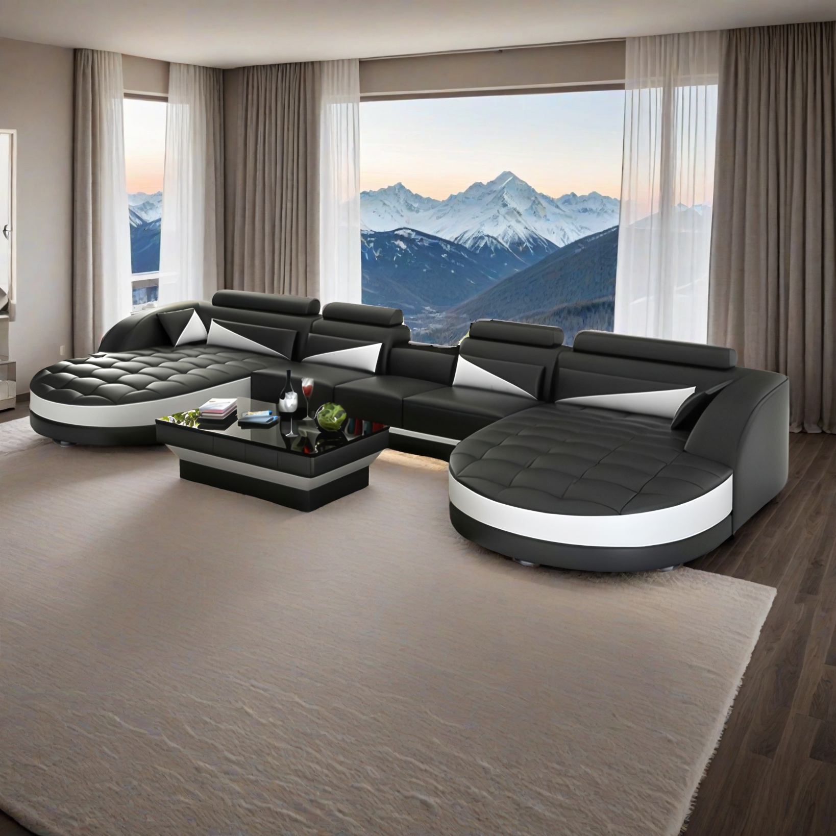 Sofa Bordeaux - Wohnlandschaft U-form