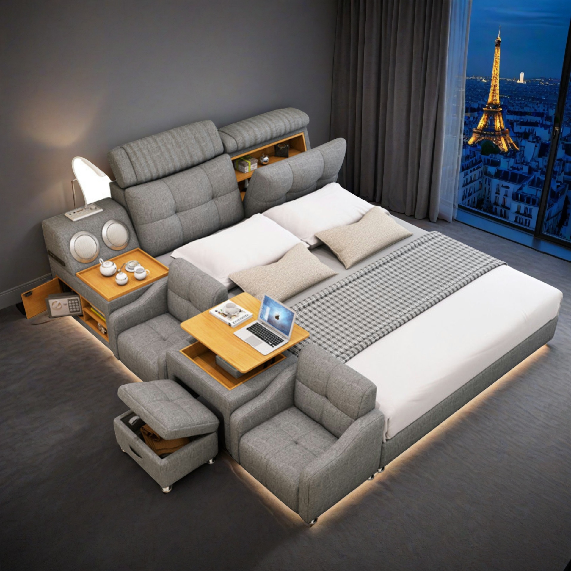 Doppelbett Grau Ilomilo 