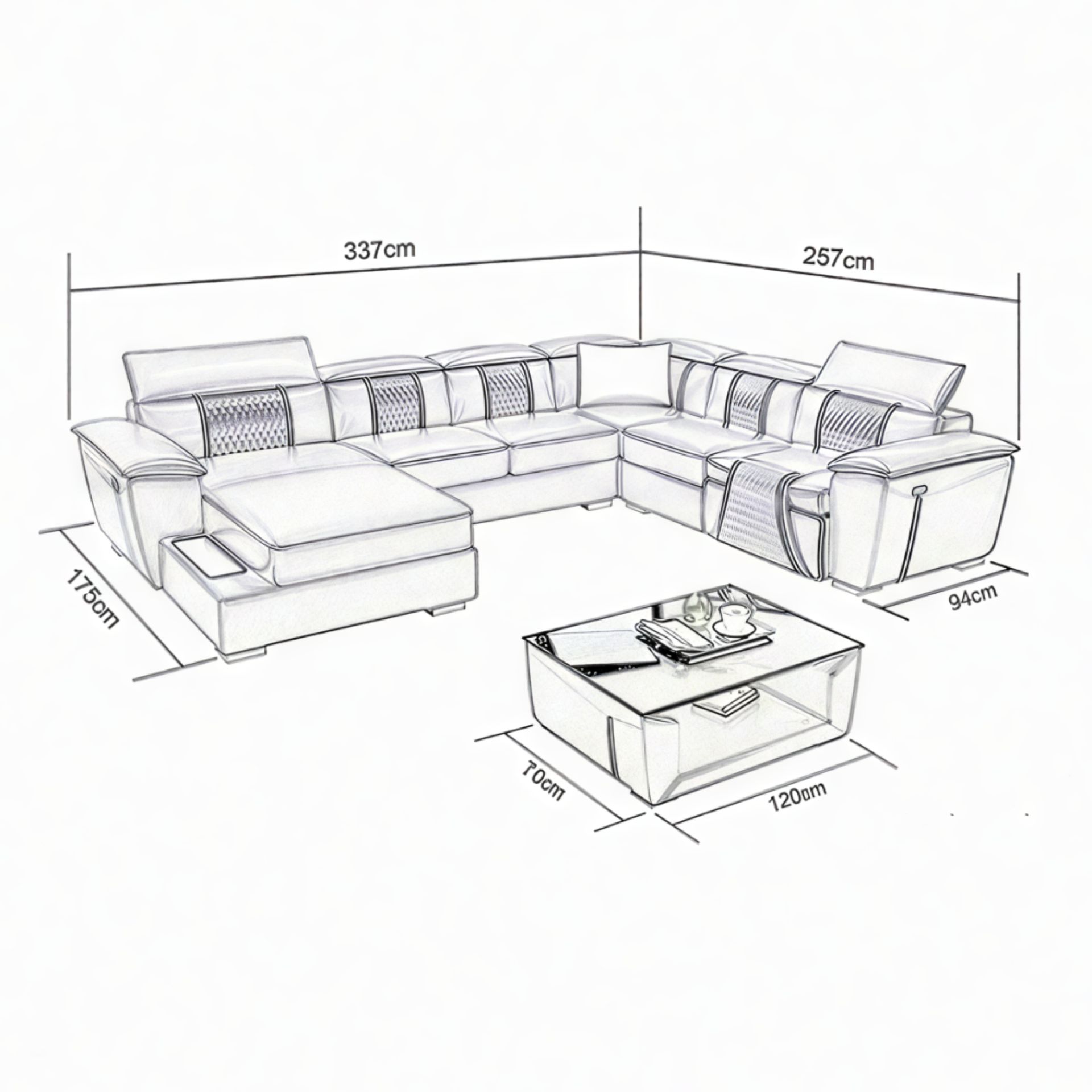 Sofa Grenoble - Wohnlandschaft U-form