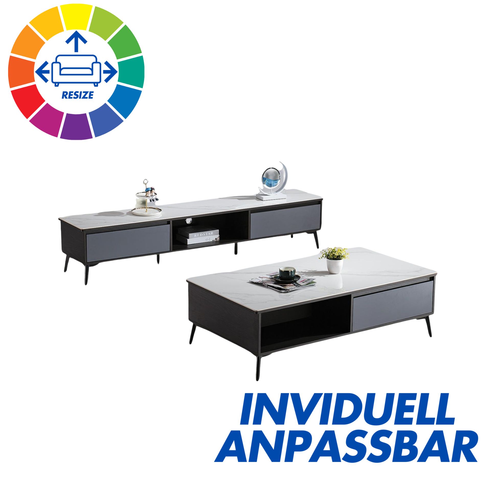 Designer Couchtisch und TV Board Thale