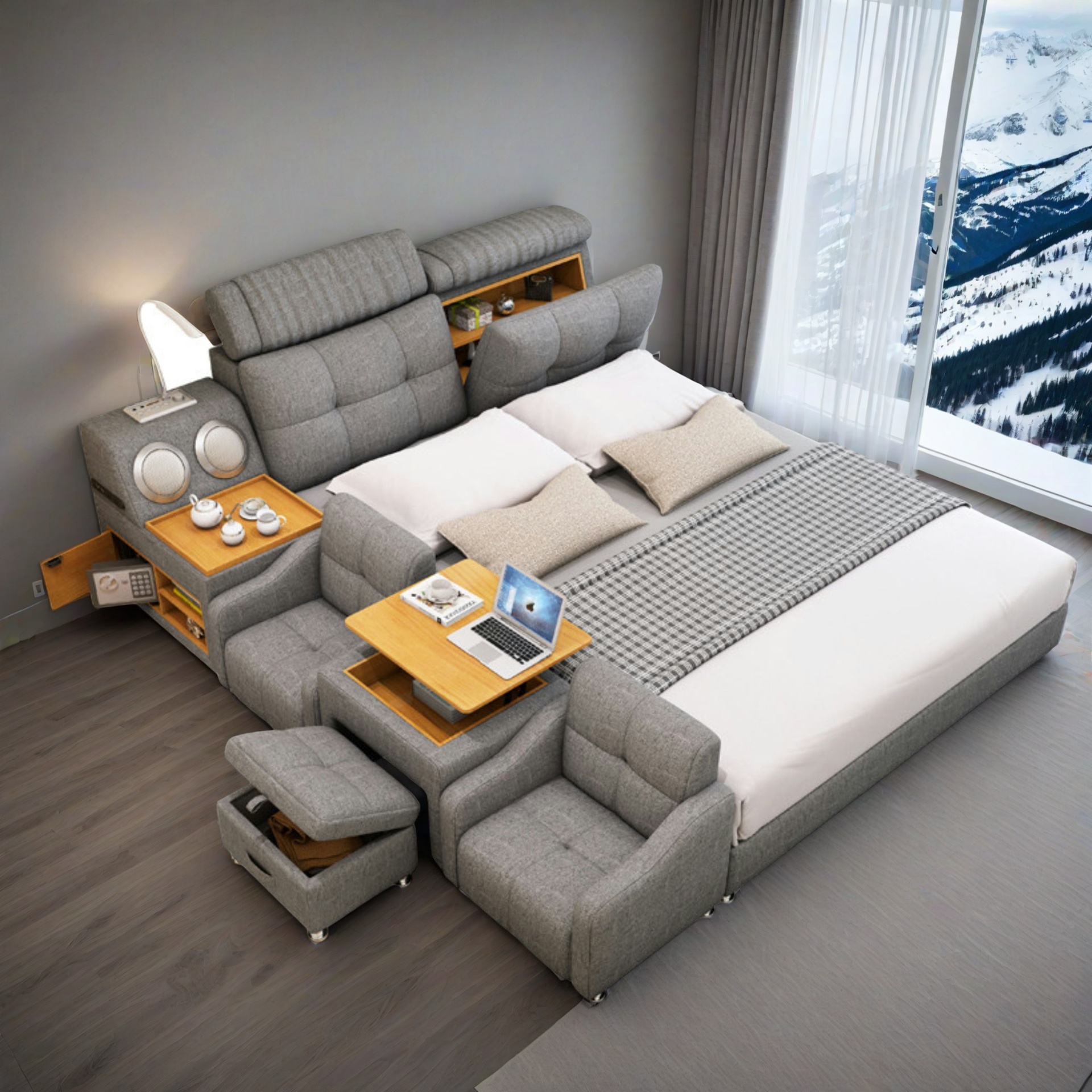 Doppelbett Grau Ilomilo 