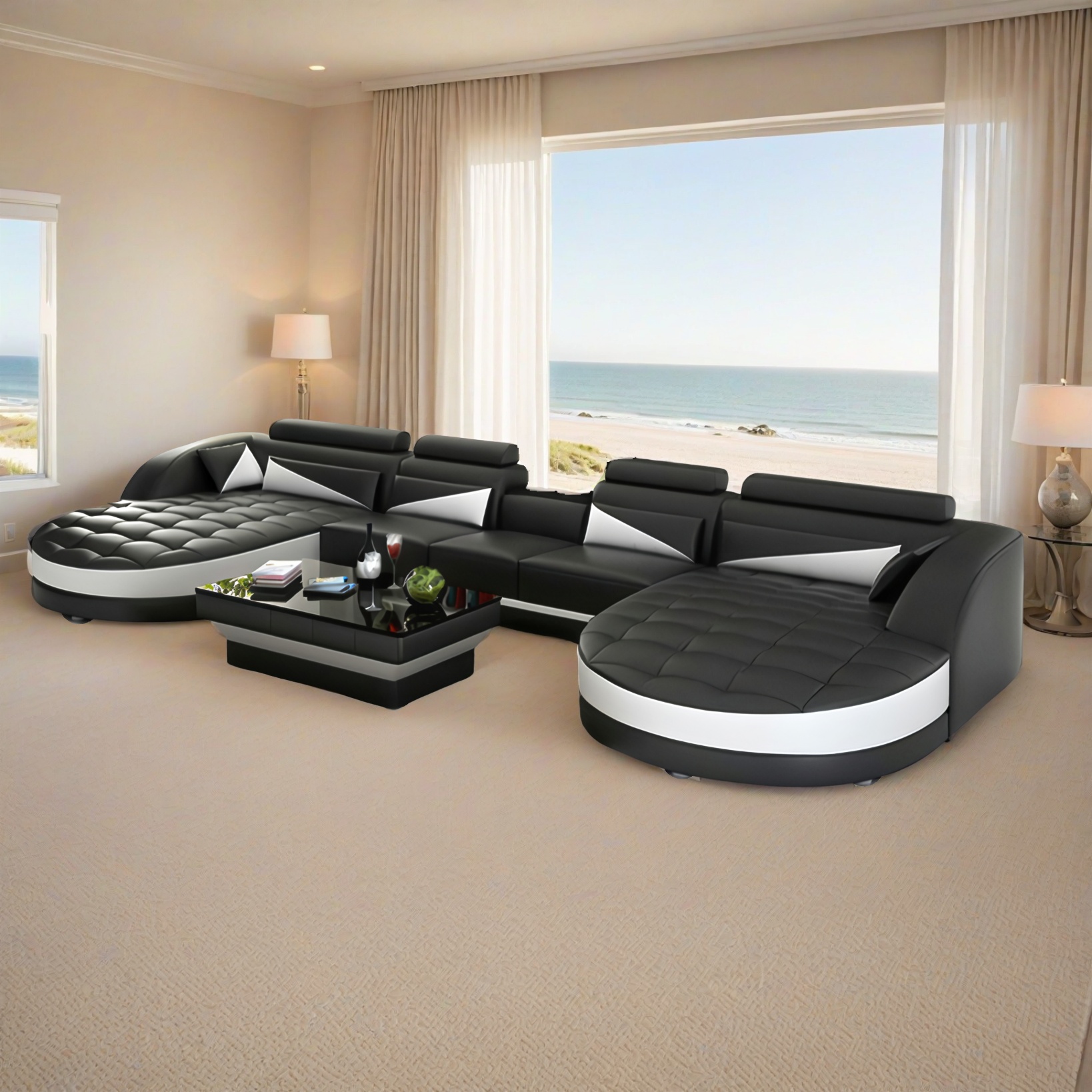 Sofa Bordeaux - Wohnlandschaft U-form