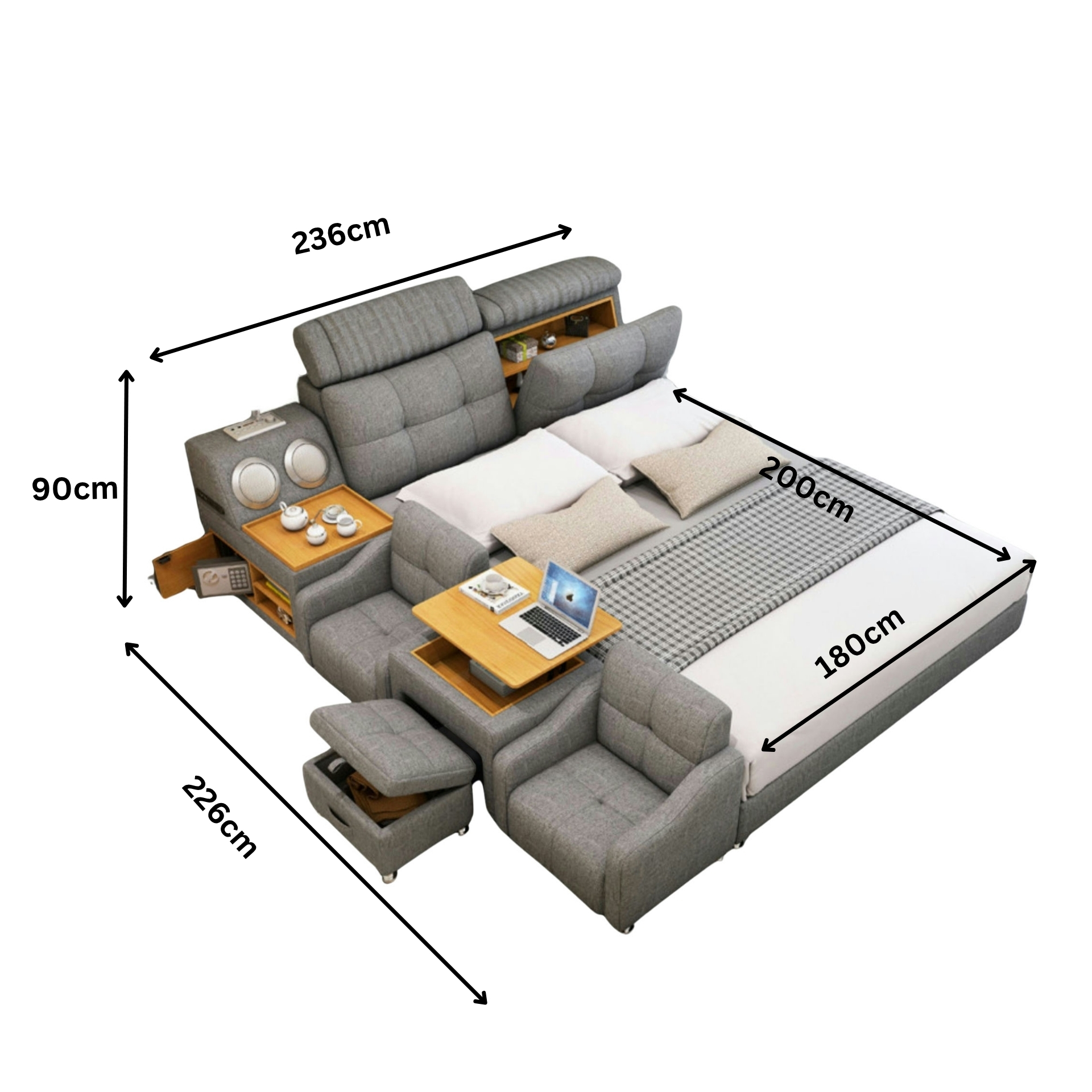 Doppelbett Grau Ilomilo 