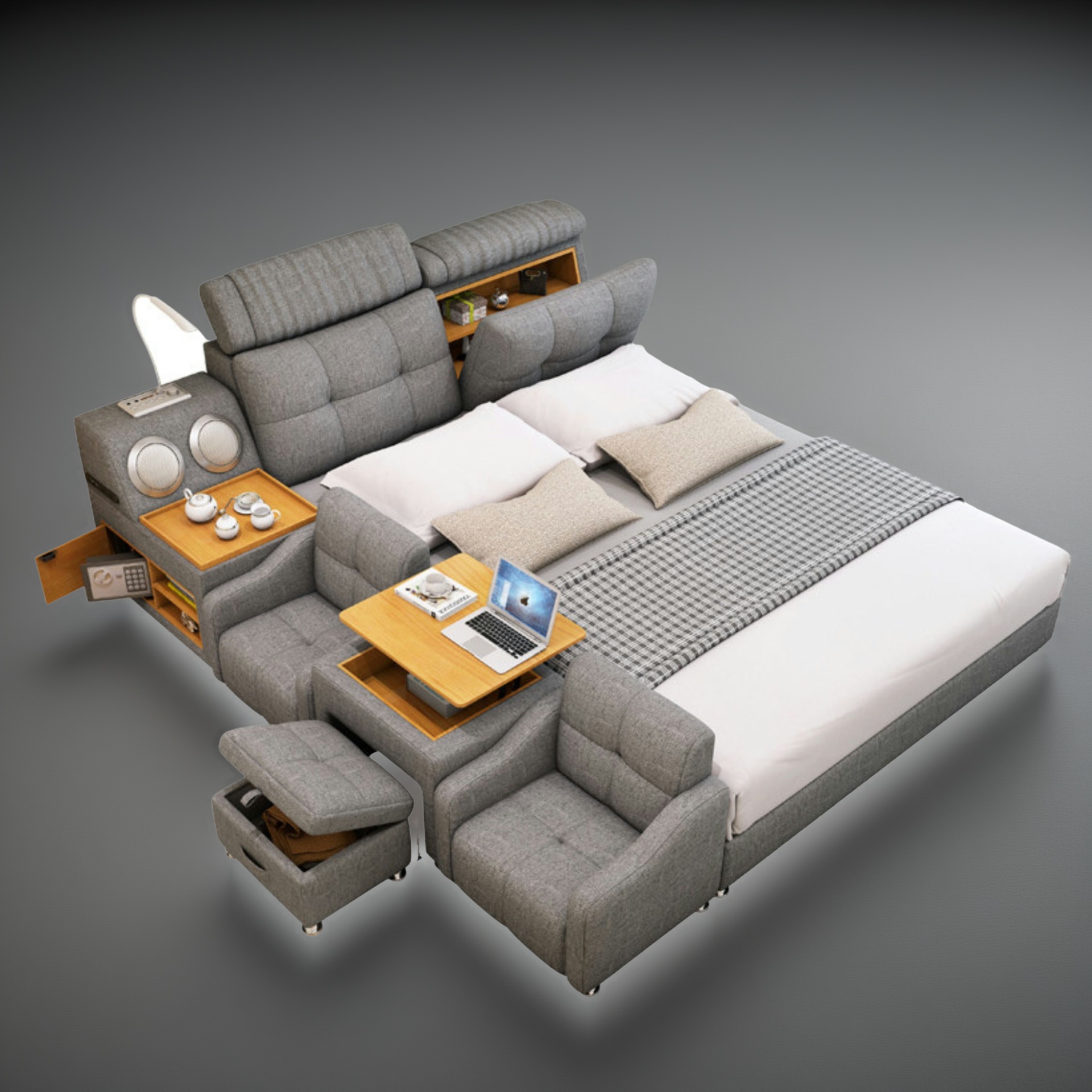 Doppelbett Grau Ilomilo 