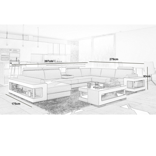 Sofa Düifferdeng - Wohnlandschaft U-form