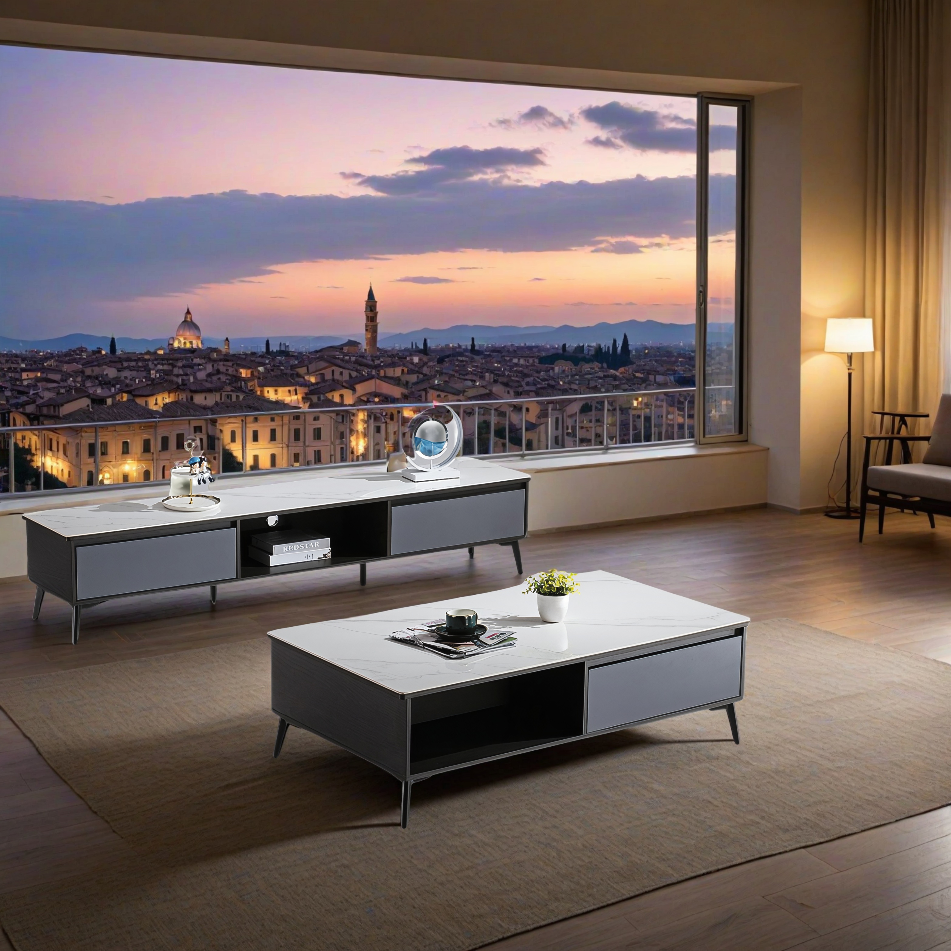 Designer Couchtisch und TV Board Thale