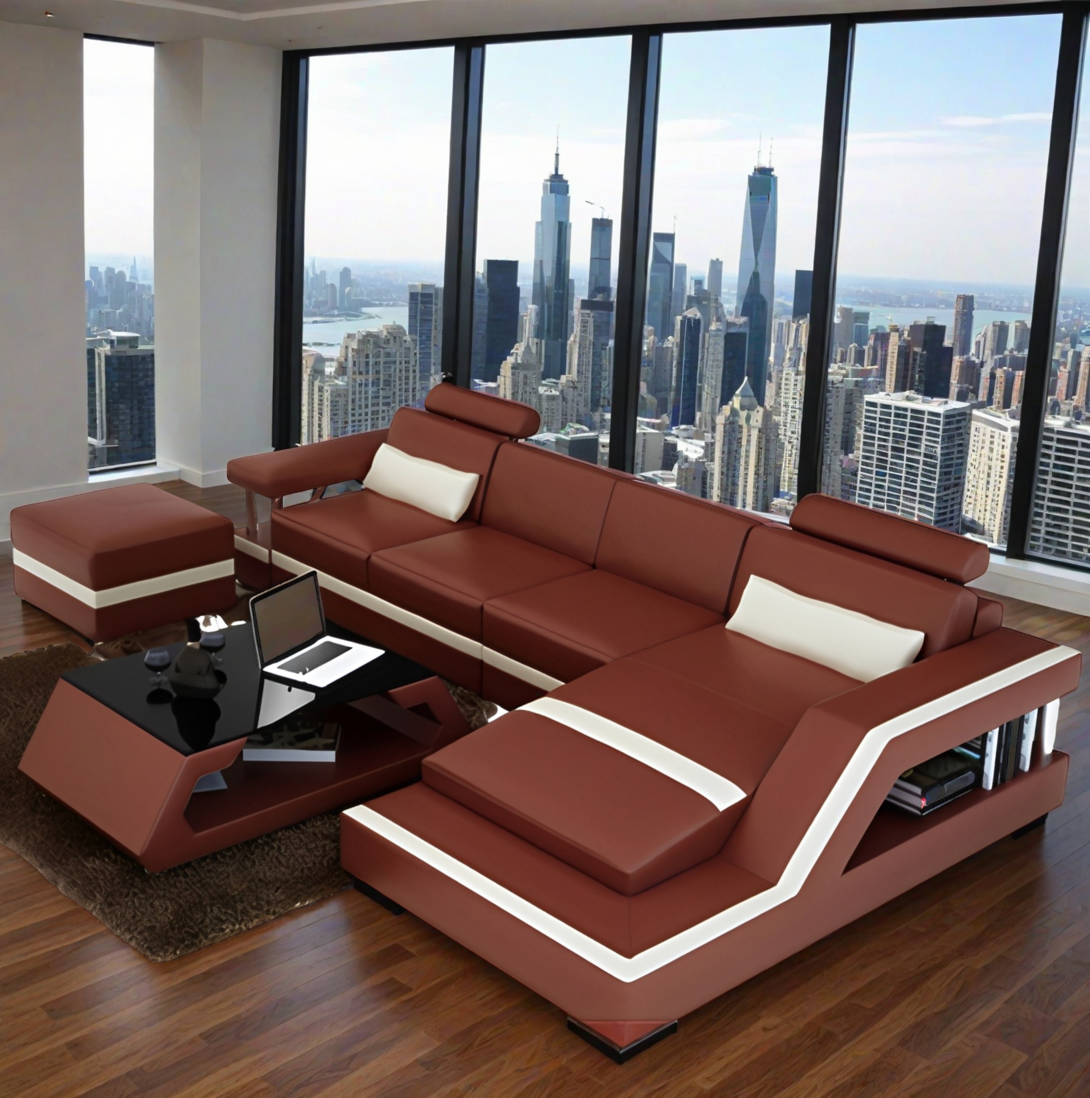  Sofa 3er-sitzer mit Hocker Sapporo